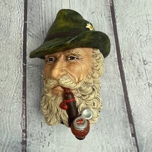 Vtg Tyrolean Bossons Chalkware 3D Head Wall Art Hand Painted England Very Good